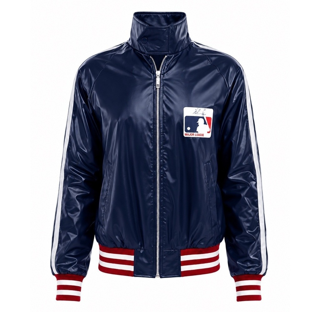 Vintage MLB Nolan Ryan Signature Windbreaker Jacket Small Navy 80s 90s Baseball